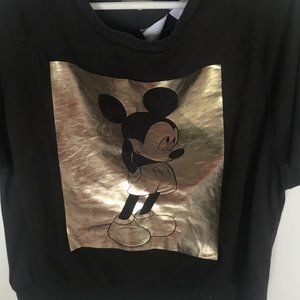 Disney & Friends Zara Black t shirt with silver Foil Mikey Mouse and Black socks